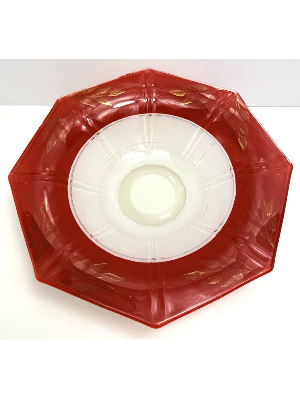 Vtg Indiana Glass Moderne Classic Console Bowl Red 1930s Octagonal